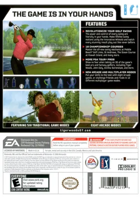 Tiger Woods PGA Tour 07 box cover back